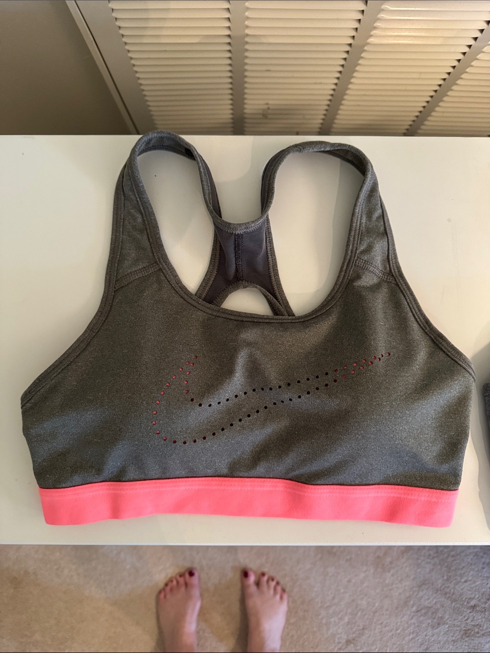 Nike Gray Sports Bra with Pink Elastic Band